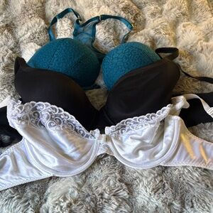 Victoria's Secret Teal, Black, and White Bras